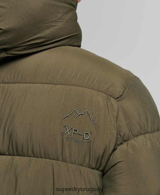 uy Superdry hombres chamarra acolchada deportiva xpd con capucha caqui DT2N8Z1048 ropa