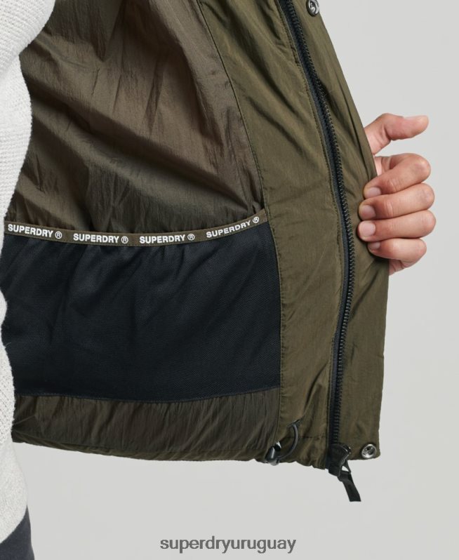 uy Superdry hombres chamarra acolchada deportiva xpd con capucha caqui DT2N8Z1048 ropa