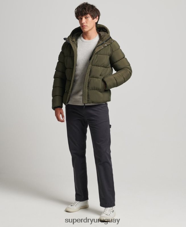 uy Superdry hombres chamarra acolchada deportiva xpd con capucha caqui DT2N8Z1048 ropa