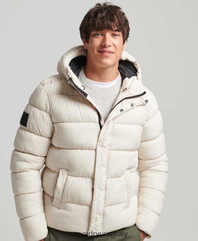 uy Superdry hombres chamarra acolchada deportiva xpd con capucha crema DT2N8Z980 ropa
