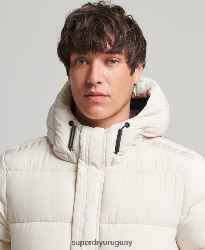 uy Superdry hombres chamarra acolchada deportiva xpd con capucha crema DT2N8Z980 ropa