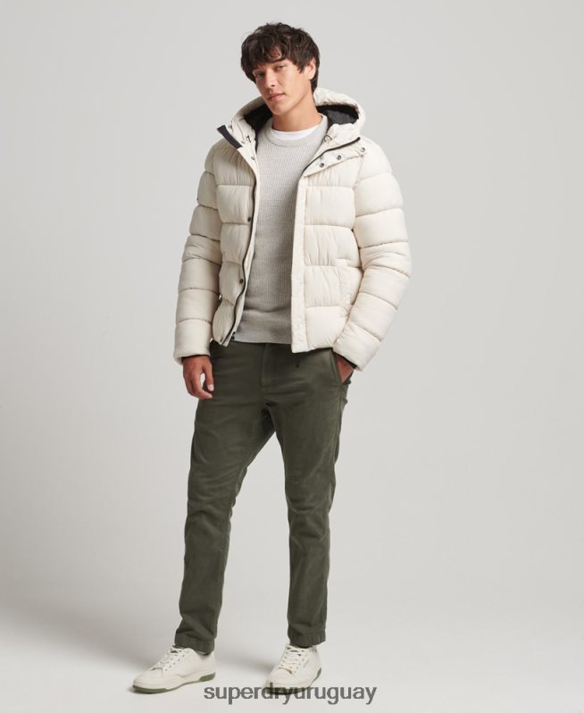 uy Superdry hombres chamarra acolchada deportiva xpd con capucha crema DT2N8Z980 ropa