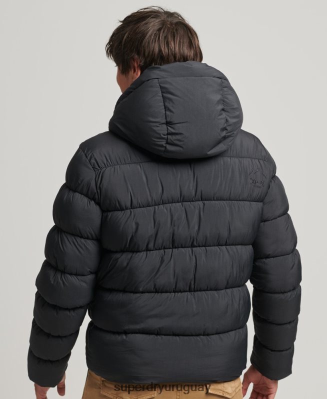 uy Superdry hombres chamarra acolchada deportiva xpd con capucha negro DT2N8Z978 ropa