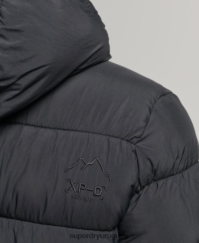 uy Superdry hombres chamarra acolchada deportiva xpd con capucha negro DT2N8Z978 ropa