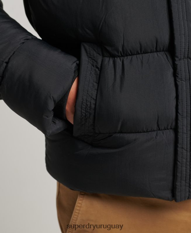 uy Superdry hombres chamarra acolchada deportiva xpd con capucha negro DT2N8Z978 ropa