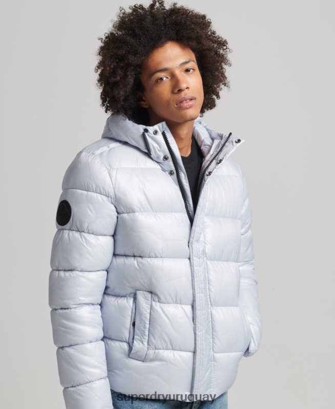 uy Superdry hombres chamarra acolchada xpd sports luxe azul claro DT2N8Z4579 ropa