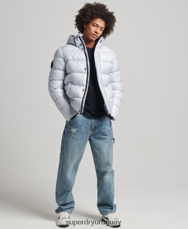 uy Superdry hombres chamarra acolchada xpd sports luxe azul claro DT2N8Z4579 ropa