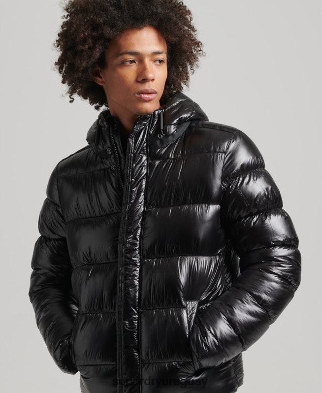 uy Superdry hombres chamarra acolchada xpd sports luxe negro DT2N8Z4682 ropa