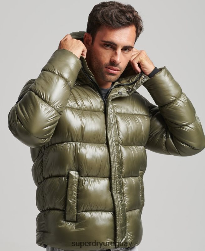 uy Superdry hombres chamarra acolchada xpd sports luxe verde DT2N8Z4648 ropa