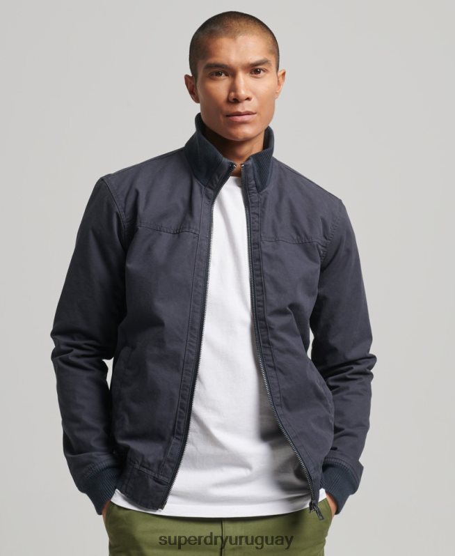 uy Superdry hombres chamarra bomber con cuello de punto Armada DT2N8Z7 ropa