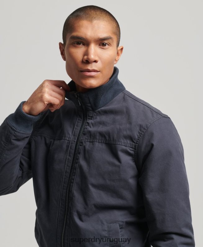 uy Superdry hombres chamarra bomber con cuello de punto Armada DT2N8Z7 ropa