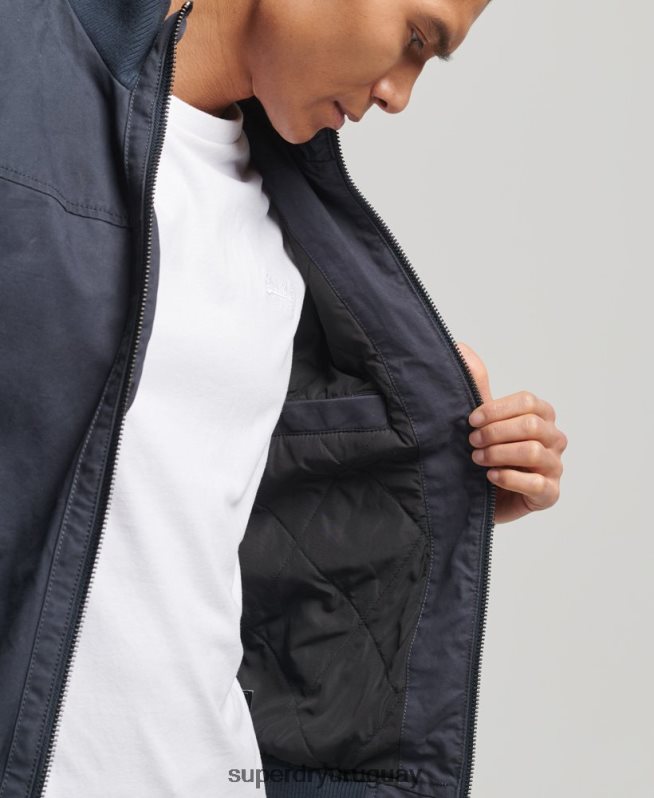 uy Superdry hombres chamarra bomber con cuello de punto Armada DT2N8Z7 ropa