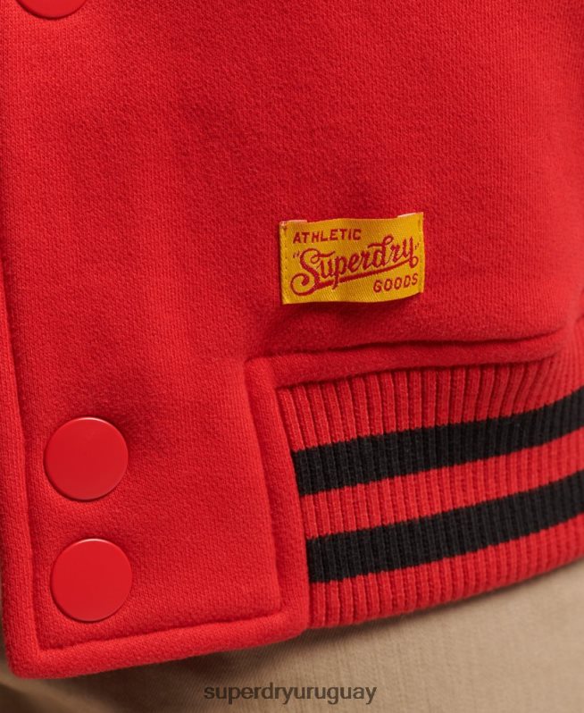 uy Superdry hombres chamarra bomber de jersey universitario rojo DT2N8Z5217 ropa