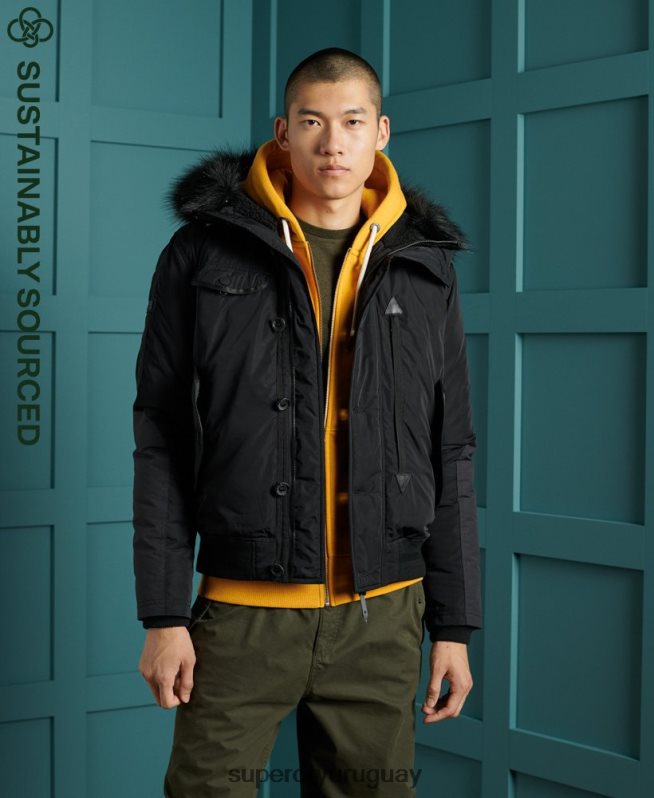uy Superdry hombres chamarra bomber de rescate chinook negro DT2N8Z4732 ropa