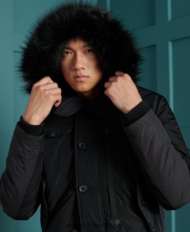 uy Superdry hombres chamarra bomber de rescate chinook negro DT2N8Z4732 ropa