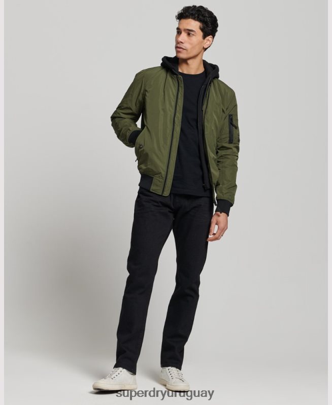 uy Superdry hombres chamarra bomber de vuelo militar caqui DT2N8Z1144 ropa