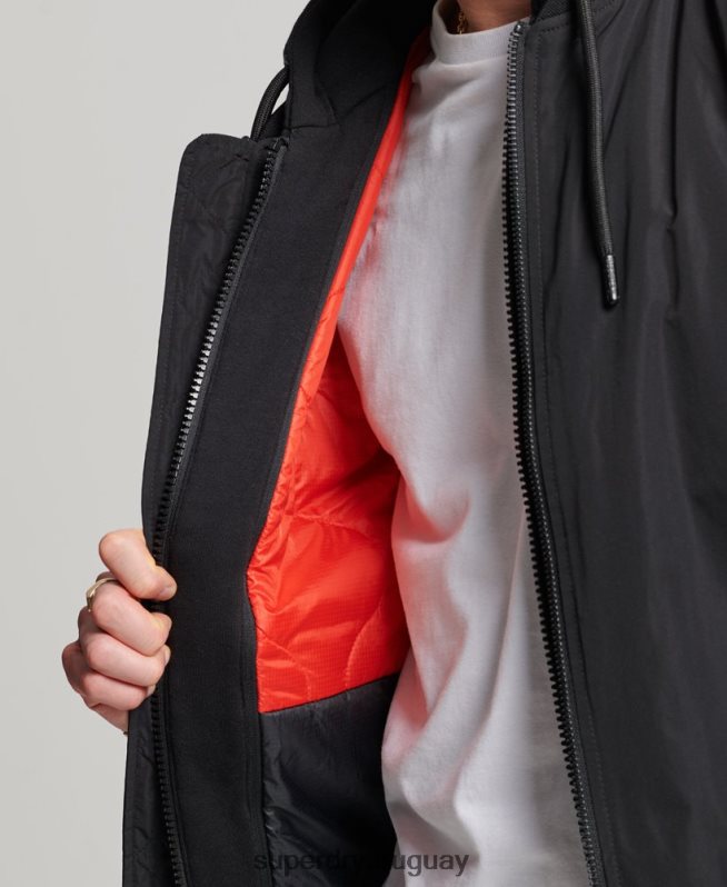 uy Superdry hombres chamarra bomber de vuelo militar negro DT2N8Z1159 ropa