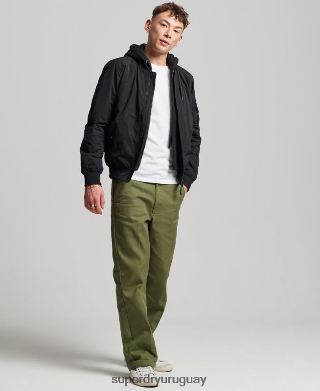 uy Superdry hombres chamarra bomber de vuelo militar negro DT2N8Z1159 ropa