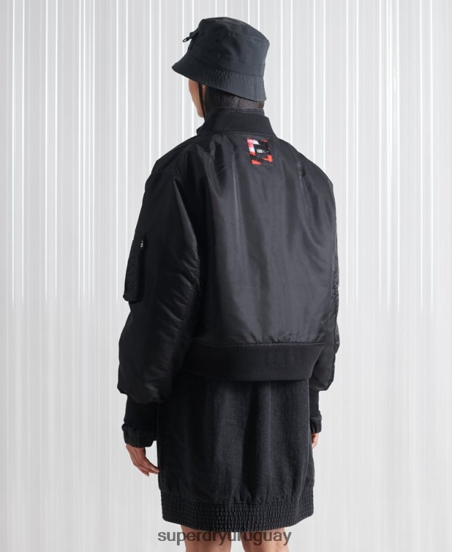 uy Superdry hombres chamarra bomber doble sdx edición limitada negro DT2N8Z5555 ropa