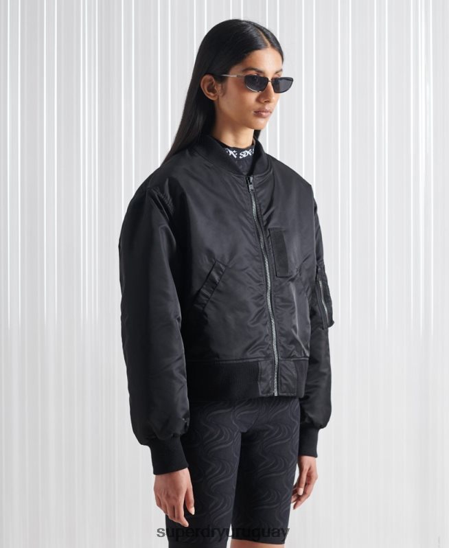uy Superdry hombres chamarra bomber doble sdx edición limitada negro DT2N8Z5555 ropa