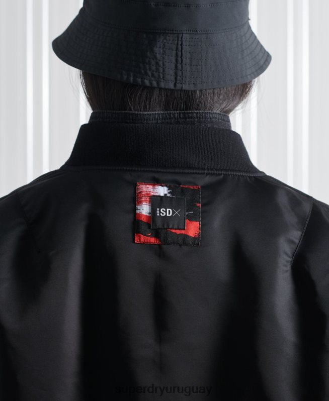 uy Superdry hombres chamarra bomber doble sdx edición limitada negro DT2N8Z5555 ropa