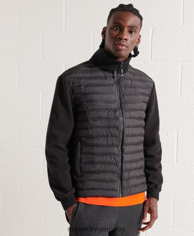 uy Superdry hombres chamarra bomber híbrida de montaña negro DT2N8Z848 ropa