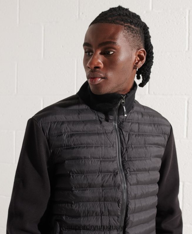 uy Superdry hombres chamarra bomber híbrida de montaña negro DT2N8Z848 ropa