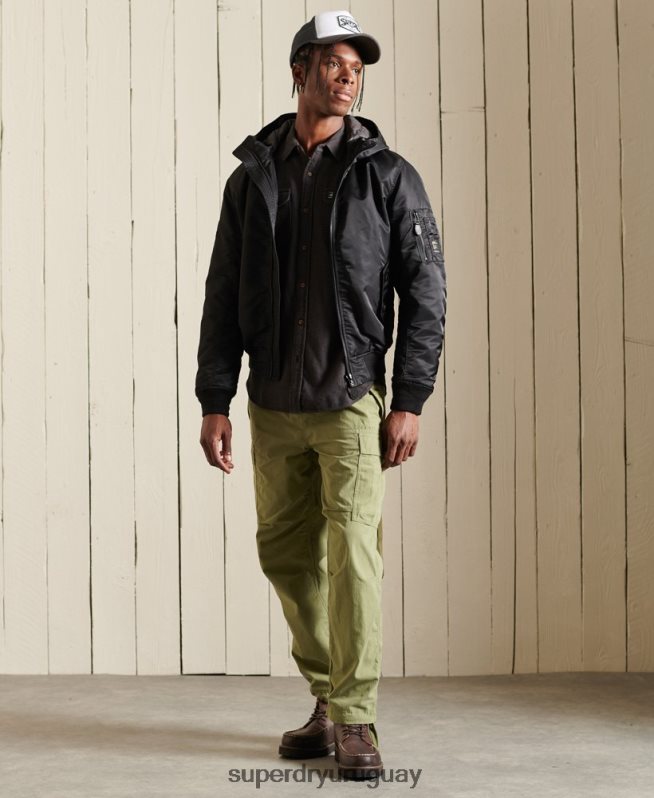 uy Superdry hombres chamarra bomber ma1 con capucha negro DT2N8Z4673 ropa