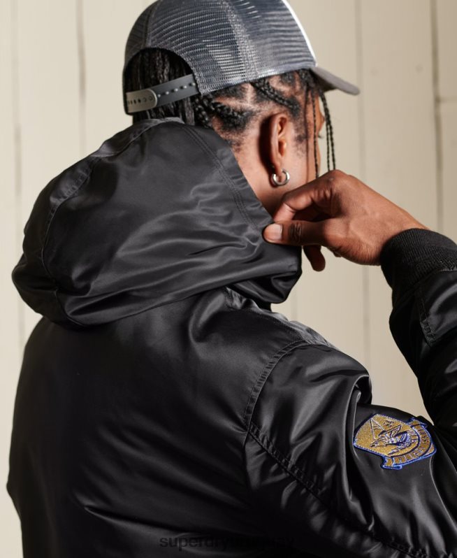 uy Superdry hombres chamarra bomber ma1 con capucha negro DT2N8Z4673 ropa