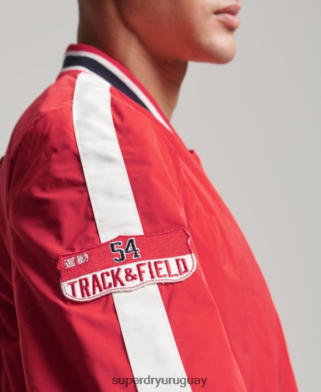 uy Superdry hombres chamarra bomber universitaria de lujo rojo DT2N8Z4612 ropa