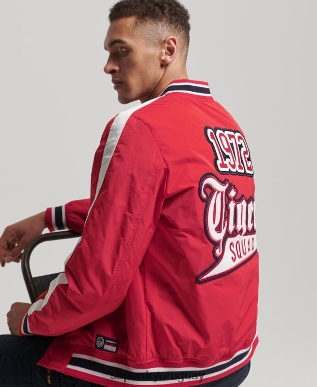uy Superdry hombres chamarra bomber universitaria de lujo rojo DT2N8Z4612 ropa
