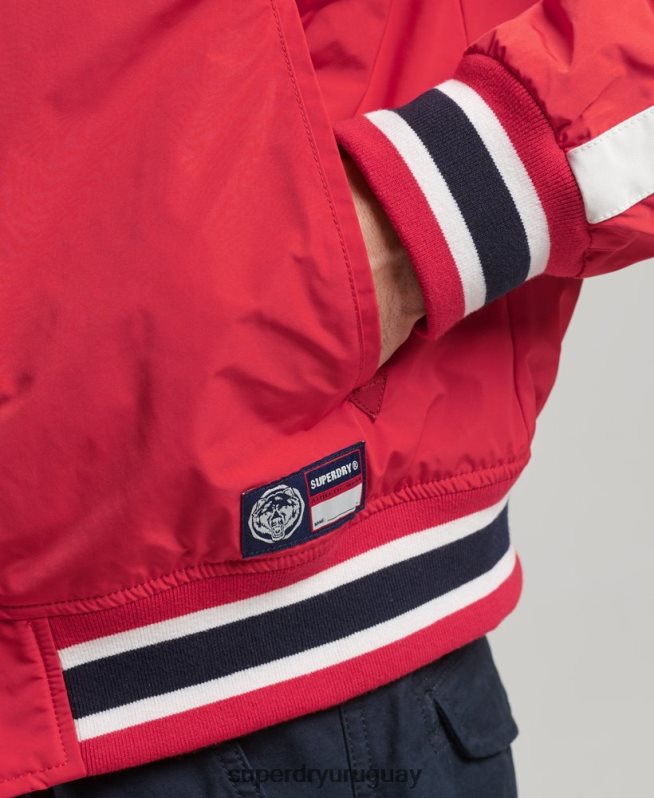 uy Superdry hombres chamarra bomber universitaria de lujo rojo DT2N8Z4612 ropa