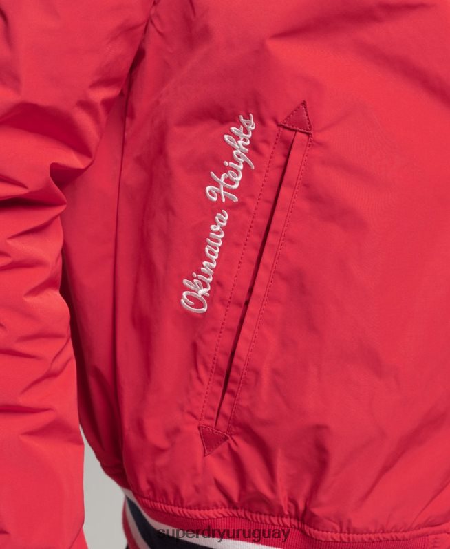 uy Superdry hombres chamarra bomber universitaria de lujo rojo DT2N8Z4612 ropa