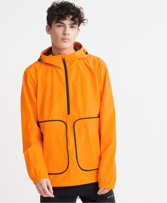 uy Superdry hombres chamarra cagoule casual plegable naranja DT2N8Z4713 ropa