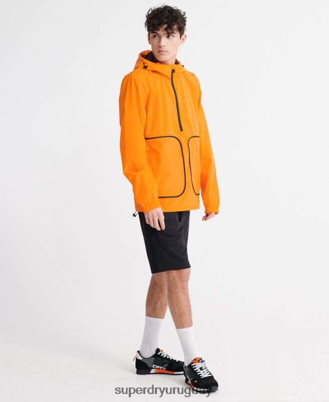 uy Superdry hombres chamarra cagoule casual plegable naranja DT2N8Z4713 ropa