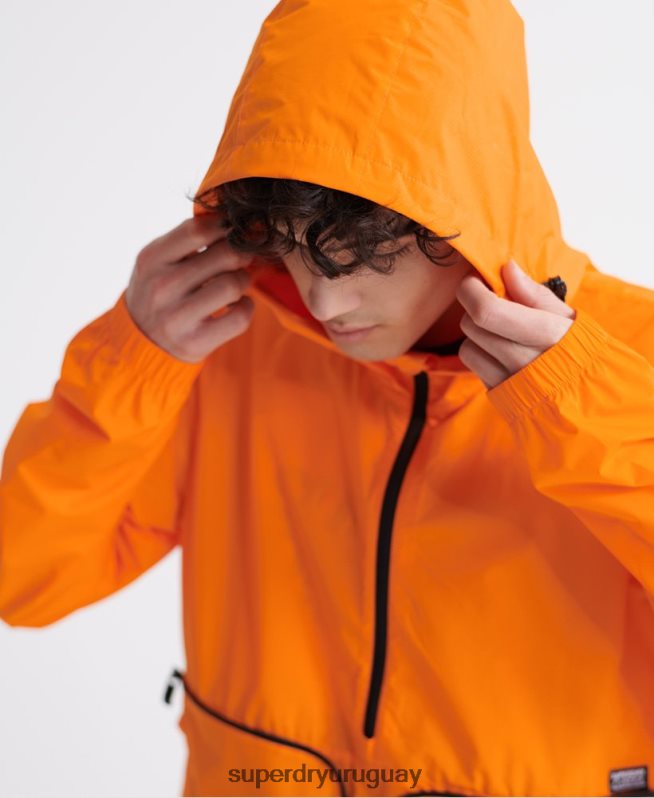 uy Superdry hombres chamarra cagoule casual plegable naranja DT2N8Z4713 ropa