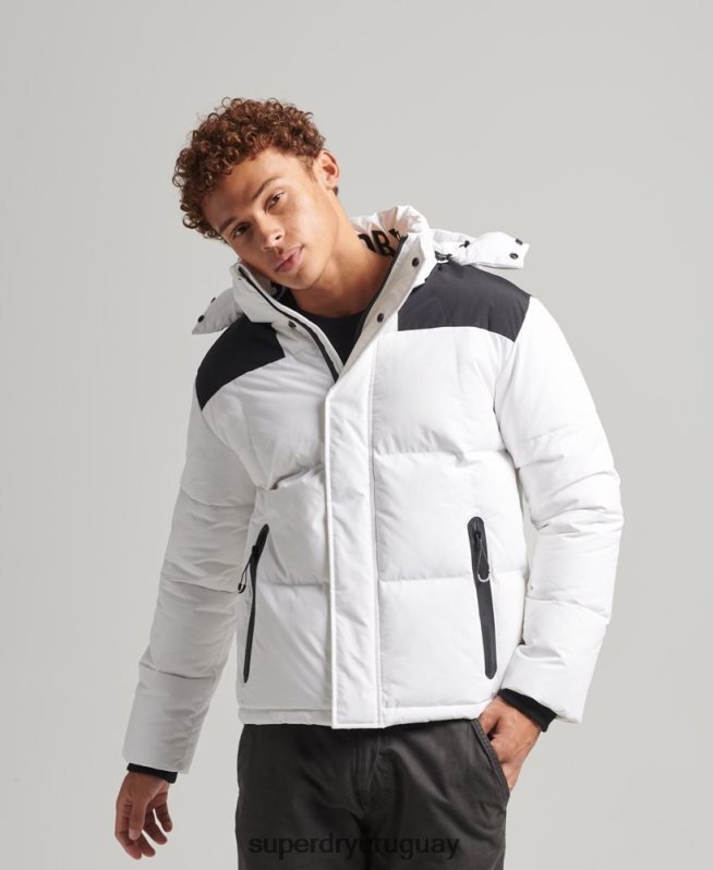 uy Superdry hombres chamarra capitonada con capucha blanco DT2N8Z1054 ropa
