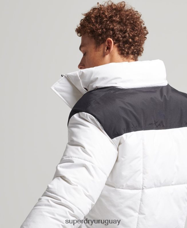 uy Superdry hombres chamarra capitonada con capucha blanco DT2N8Z1054 ropa