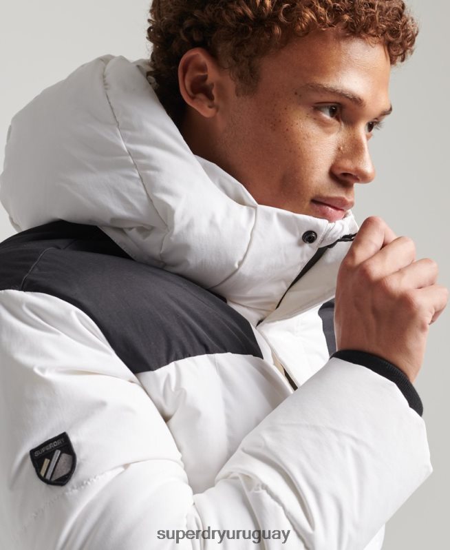 uy Superdry hombres chamarra capitonada con capucha blanco DT2N8Z1054 ropa
