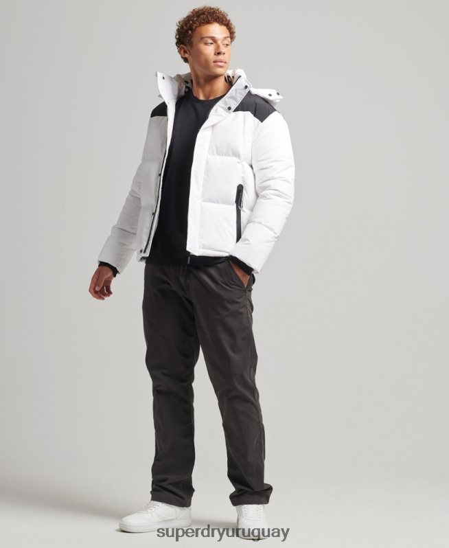 uy Superdry hombres chamarra capitonada con capucha blanco DT2N8Z1054 ropa