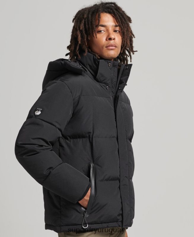 uy Superdry hombres chamarra capitonada con capucha negro DT2N8Z1000 ropa