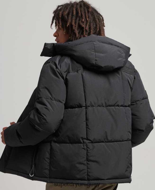 uy Superdry hombres chamarra capitonada con capucha negro DT2N8Z1000 ropa