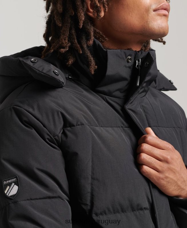 uy Superdry hombres chamarra capitonada con capucha negro DT2N8Z1000 ropa
