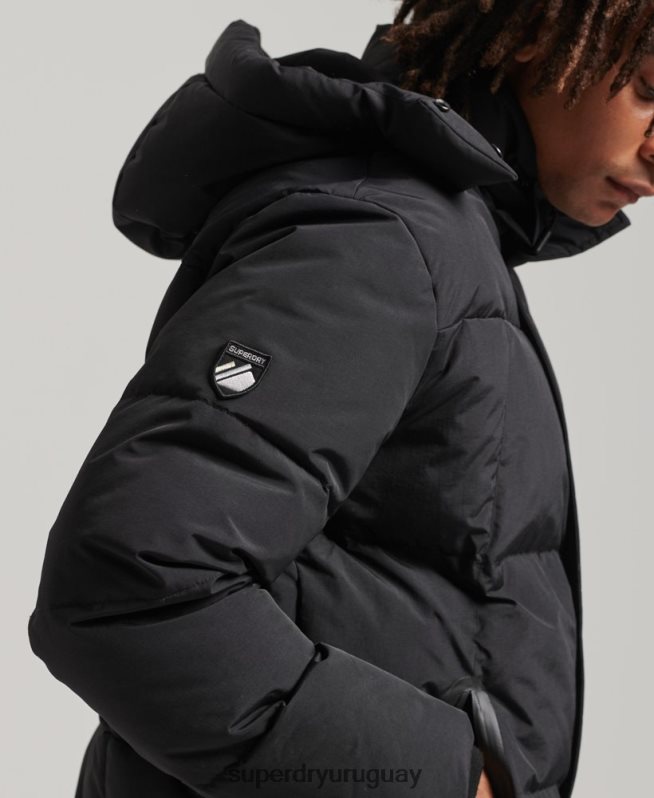 uy Superdry hombres chamarra capitonada con capucha negro DT2N8Z1000 ropa