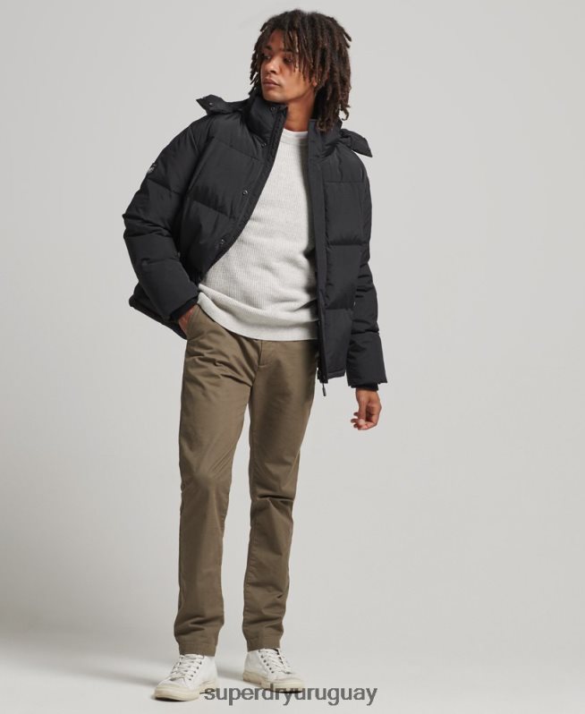 uy Superdry hombres chamarra capitonada con capucha negro DT2N8Z1000 ropa