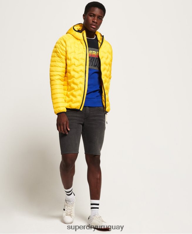 uy Superdry hombres chamarra capitonada con mezcla de radar amarillo DT2N8Z1183 ropa