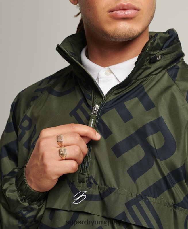 uy Superdry hombres chamarra casual con gráfico esencial caqui DT2N8Z4552 ropa
