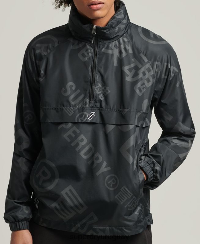 uy Superdry hombres chamarra casual con gráfico esencial negro DT2N8Z4550 ropa