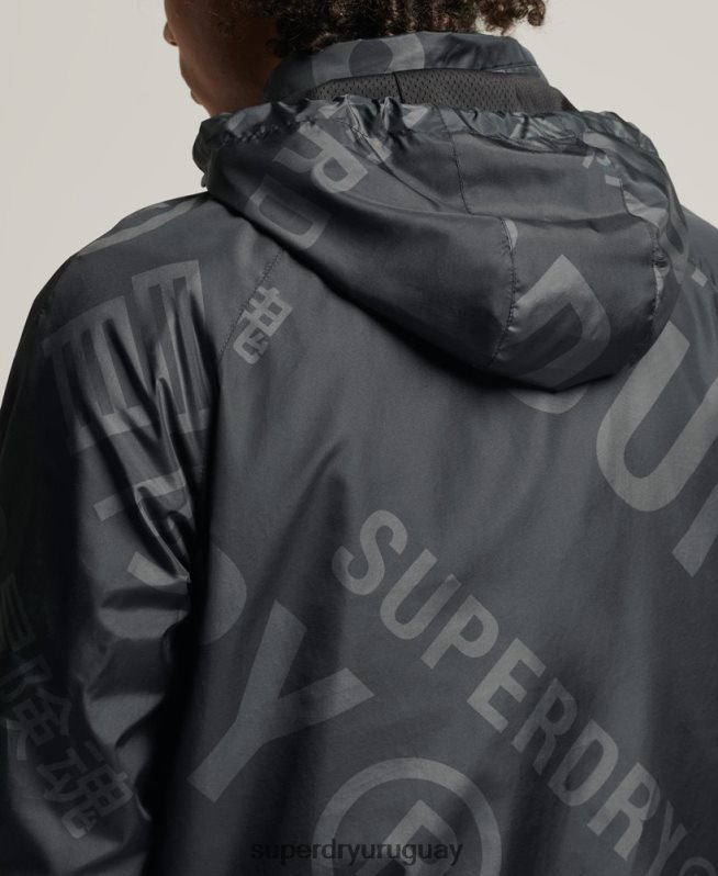 uy Superdry hombres chamarra casual con gráfico esencial negro DT2N8Z4550 ropa