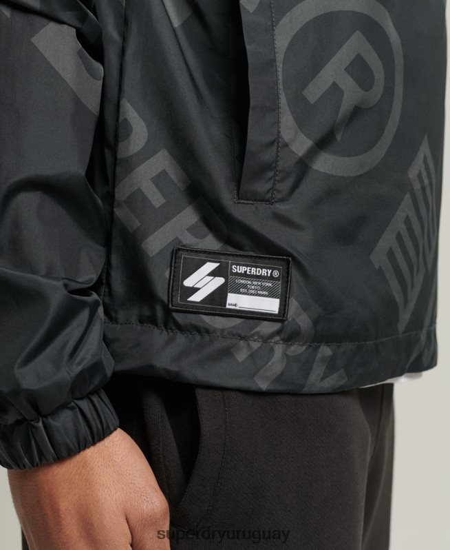 uy Superdry hombres chamarra casual con gráfico esencial negro DT2N8Z4550 ropa